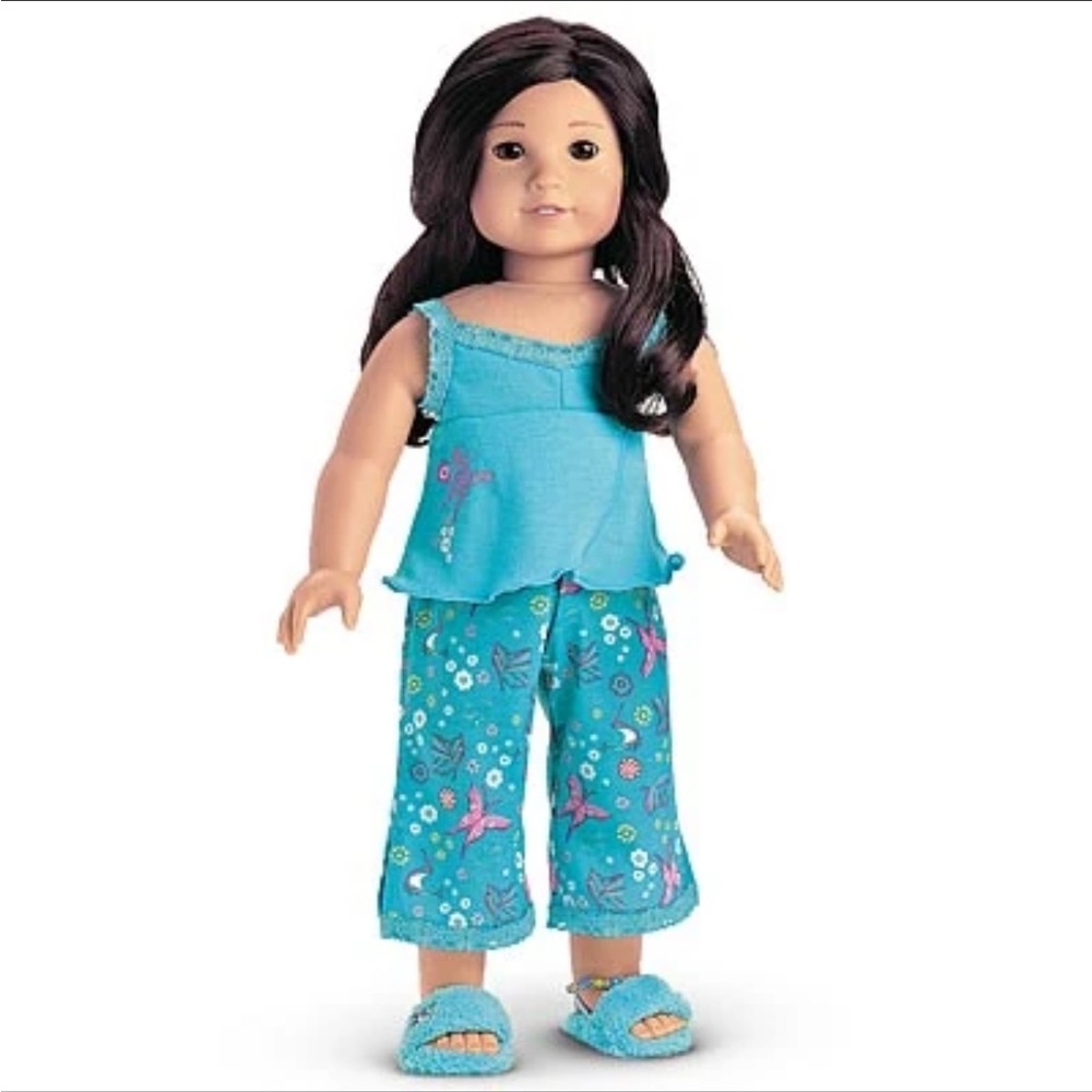AMERICAN GIRL Girl of the Year 2006 JESS Turquoise Pajamas with Slippers - Picture 7 of 7
